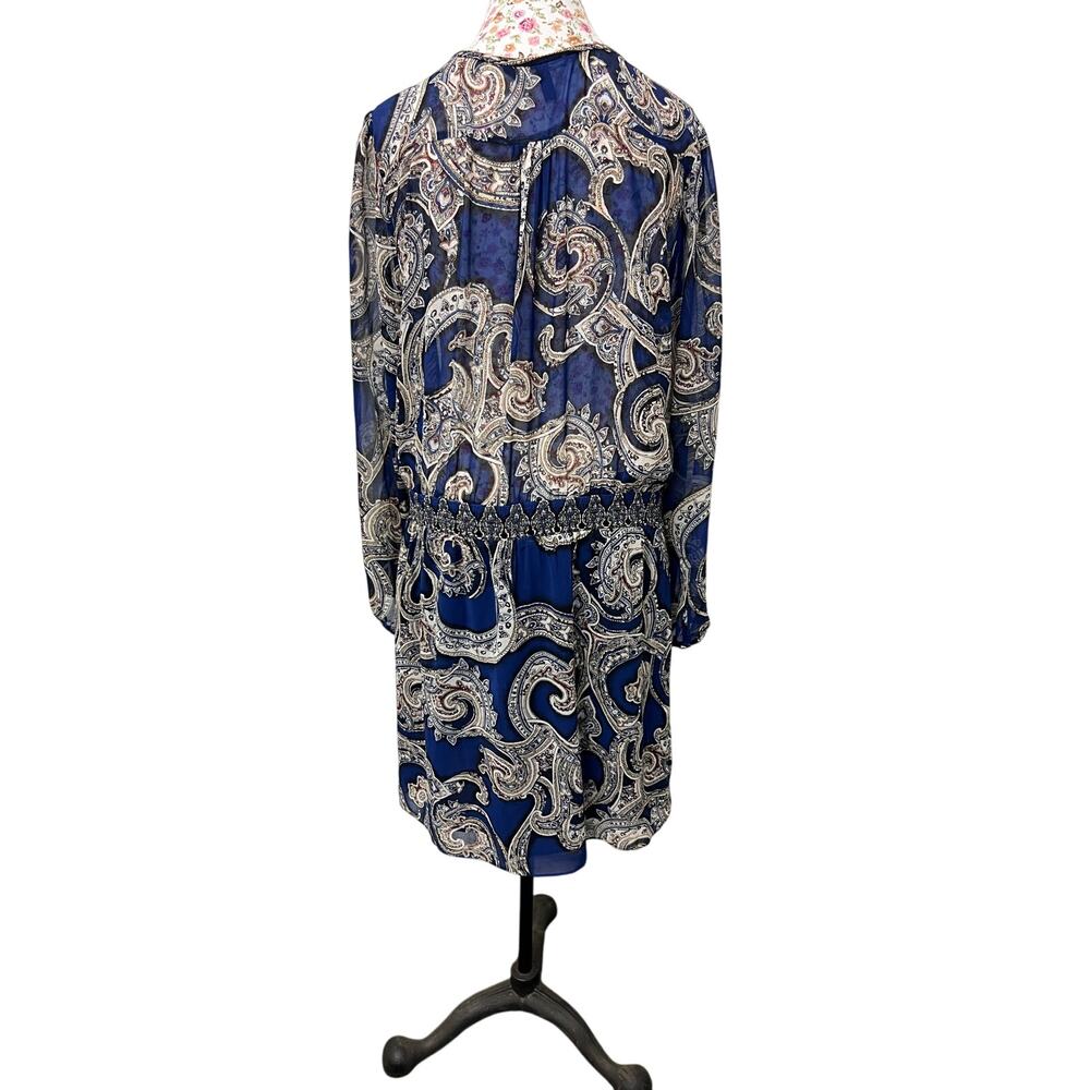 💙 White House Black Market Paisley Print Dress 14 Boho Festival Chic - Picture 5 of 6